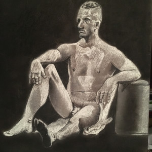 Male Nude with His Arm on his Knee by John Vernon Nelson