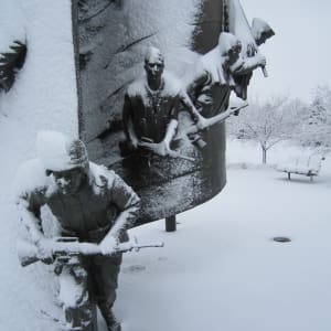Veterans Memorial by Hai-Ying Wu  Image: Memorial after winter storm