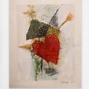 Forgiveness by Scott D.S. Young  Image: Textures Unleashed:
Hand-Painted Monoprint Blossoms

This monoprint commenced with two colors, yellow and a subtle black swish. I initiated the transformation by introducing textures and hand-painting over them. The flowers were hand-printed, and I incorporated small details, such as colored pencil dots.

Paper: Arches 