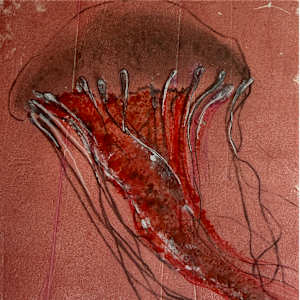 Charcoal  drawing Transfer Gelli Print by Scott D.S. Young