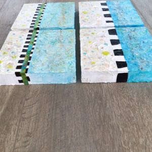 Stripes & Confetti - Quadriptych by Carolyn Kramer 