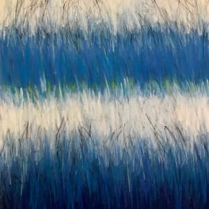 Cool Blue Strata - Double /Diptych Framed As One Artwork Under Glass by Carolyn Kramer 