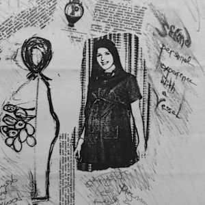 Twins A Twitter by Carolyn Kramer  Image: Conceptual Sketch for "Twins a Twitter" - actual photo of me pregnant with twins