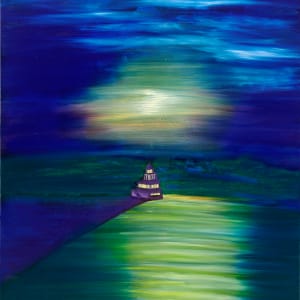 Manitowoc Harbor by Moonlight by Barbara J Zipperer