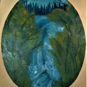 Oval Graceful Waterfalls by Barbara J Zipperer