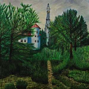 "Coastal Beacon: Lighthouse Surrounded by Nature" by Barbara J Zipperer