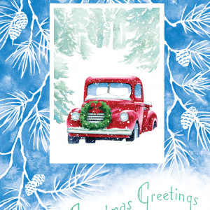 Vintage Red Truck Christmas Card by Jessica Glenn