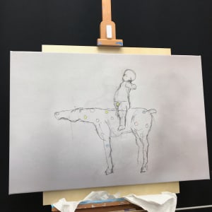 Tot on Horse with Spots 