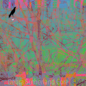 Raven on Crescent Moon by Debra Sutherland Core  Fine Art