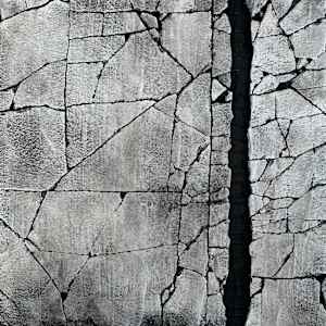 River Stone Collection: Carbon Black and Titanium White. Mixed media by Karen Bagayawa