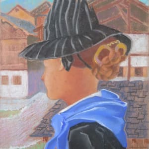 Jeune Saviésanne  au foulard bleu by LECOULTRE John-Francis (1905-1990)