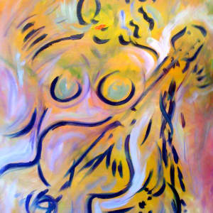 Silk Scarf II by aNna rybaT  Image: Annie's Cello oil painting - composition transferred to polyester fabric to create Silk Scarf II