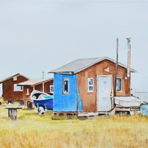 Yakutat #7, Blue with Boat II by Judy Steffens
