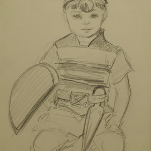 Hughie with Toy Sword & Shield by Jack McLarty