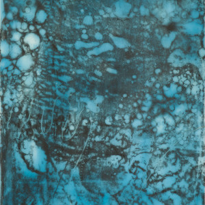 Glacier Chart 12. by Elise Wagner Fine Art, LLC  Image: This piece was created by transferring a graphite rubbing from the texture of a larger piece of mine onto encaustic. It is part of a larger twelve piece series that hung in a grid at my 2017 solo exhibition "Climate Charts" at Butters Gallery in Portland, Oregon.