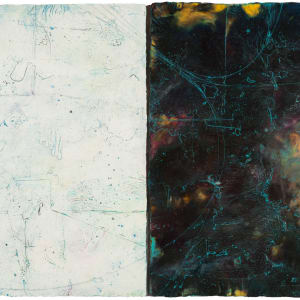 Pluto Atlas III by Elise Wagner Fine Art, LLC  Image: The photos of NASA’s Pluto Flyby New Horizons Mission immediately captivated me, motivating my “Pluto Atlas” series of diptychs. The above image is based on the the actual hi-resolution photo of Pluto, showing that it is composed of glacier and rock. This is the third of three paintings in a series.

