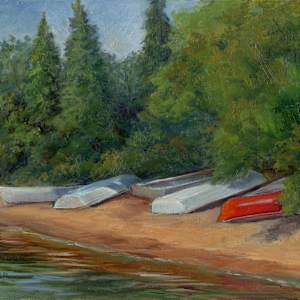 Summer Boats Waiting ; Madeline Island by Lynette Redner