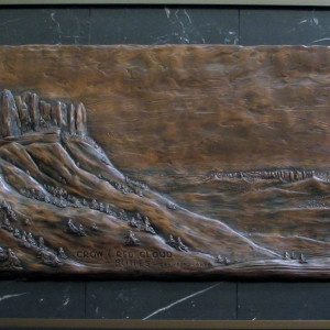 Crow and Red Cloud Buttes, Crawford Area (1 of 4 bas relief plaques) by Richard Reinhardt