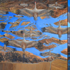 Sandhill Cranes over the Platte by John  Louder