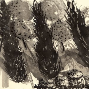 Landscape Sketch, Three Arborvitae (Athens, Georgia) by Vivian Liddell