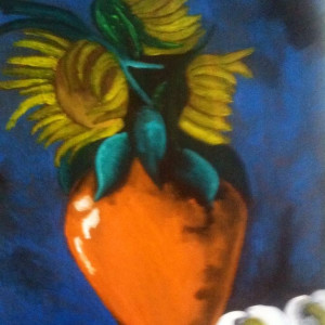 Sunflower in Orange Vase by Christopher Hoppe