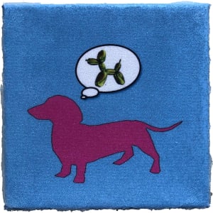 Dog  Dreams 8x8 by Tina Psoinos  Image: Dog Dreams of Jeff Koons Blue