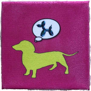 Dog  Dreams 8x8 by Tina Psoinos  Image: Dog Dreams of Jeff Koons Pink