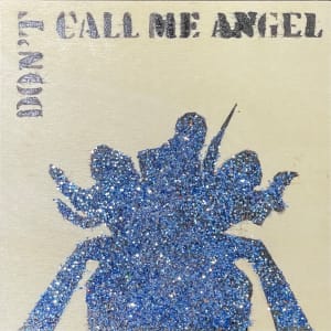 Charlie's Angels by Tina Psoinos  Image: Charlie's Angels _Don't Call Me Angel_Blue on Wood_SOLD