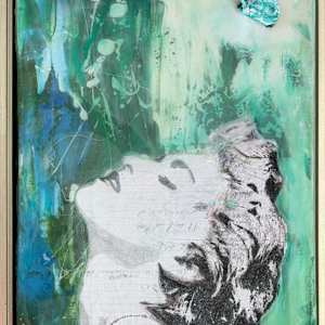 Madonna Green Express Yourself_21.5x17.5x4 by Tina Psoinos, Image 2.