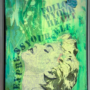 Madonna Green Express Yourself_21.5x17.5x4 by Tina Psoinos, Image 4.