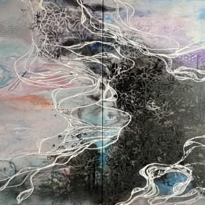 Effervescent Blue Black 72x48 by Tina Psoinos 