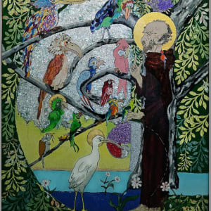 St Francis inspired by MC Escher Reverse Glass by Debi Slowey-Raguso, Image 1.