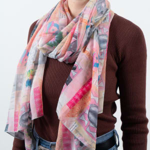 Scarf (Pink Faces) by Hollie Heller 