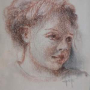 Sepia sketch of a Young Girl by Donna Pate