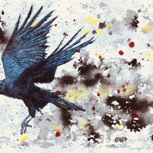 Raven in Flight - SOLD by Wanda Fraser