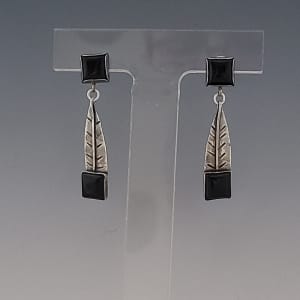 Black Onyx Feather Earrings by Susan Baez