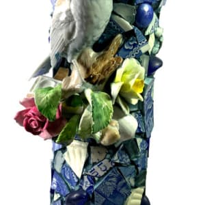 Bluebirds and Roses Vase by Mary Dickey