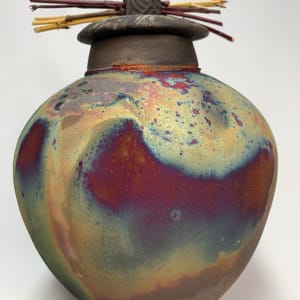 Lidded Jar with Reeds by Joe Clark