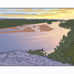 Ferry Bluff Down River (Framed) by John Miller