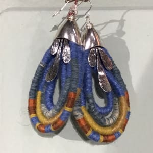 Indigo, Goldenrod, Onion Dyed Earrings by Jennifer Triolo