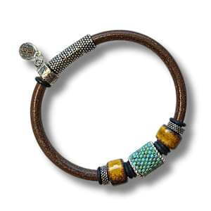 Single Bead Leather Bracelet-Turquoise by Diana Ferguson