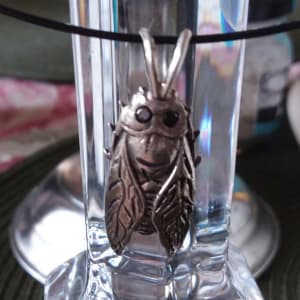 Cicada Pendant with Black Diamond Eyes by Judi Werner