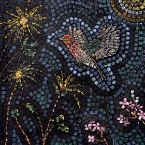Starry Prairie Mural Print (Large Bird and Flowers)