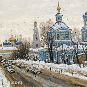 A Street in Sergiev-Posad by Vasily Kuraxa