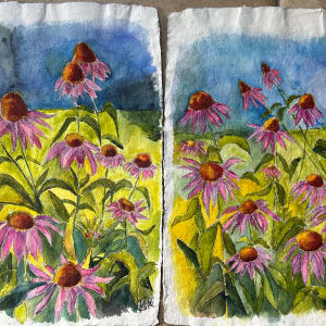 Echinacea diptych by Marina Marinopoulos
