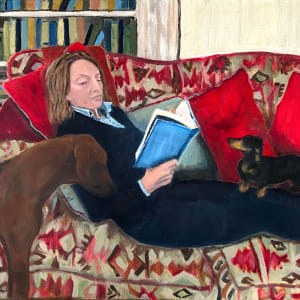 Self portrait with dogs by Marina Marinopoulos