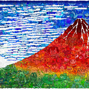 17/36 - 浮世繪-紅富士山：凱風快晴《富嶽三十六景》Red Fuji: Fine Wind, Clear Morning -99 Lucky Charms by 佐垣慶多 SAGAKI Keita 