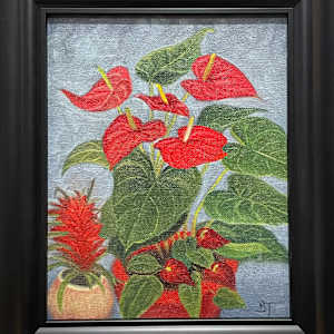 A Touch of Red (Anthurium & Bromeliad) by Barbara Teusink