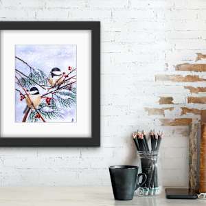 Winter Chickadees by Sheryl L Brake 