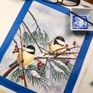 Winter Chickadees by Sheryl L Brake 